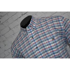 Onward Reserve‎ Spring Dress Shirt Mens Size Large Blue Plaid Short Sleeve